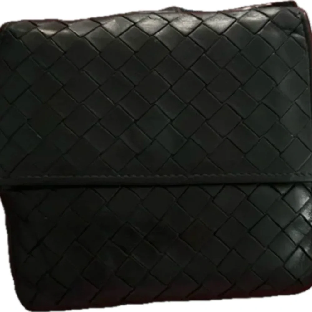 Bottega‎ Veneta BLACK LEATHER Intrecciato Weave Wallet LUXURY
